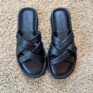 Madewell Leeandra Leather Slide Sandal black size 8.5